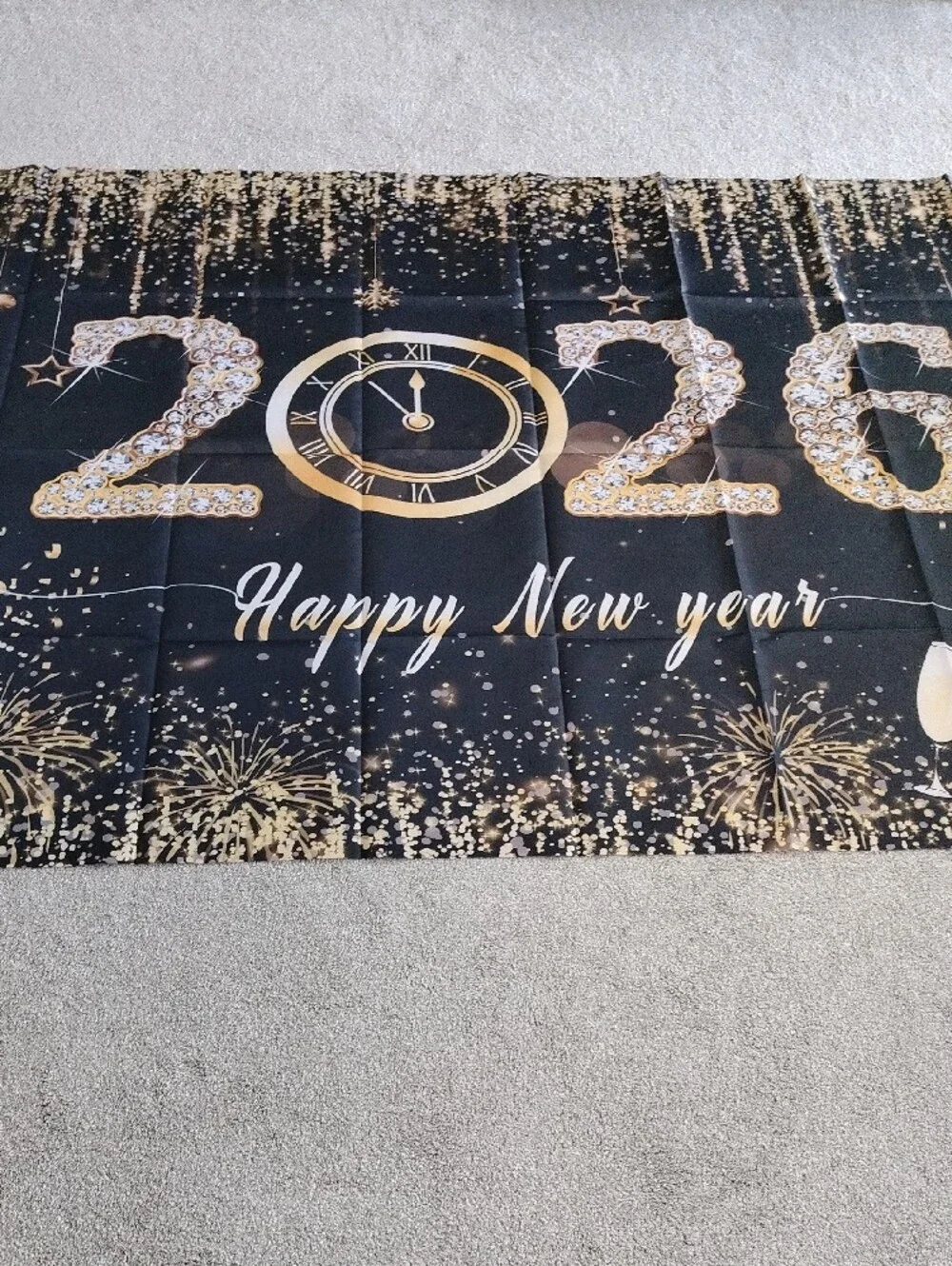 BRAND NEW Happy New Year 2026 Black and Gold Tapestry